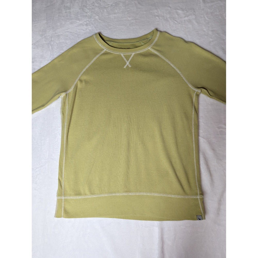 Eddie Bauer Legend Wash Sweatshirt Green Raglan Ribbed Cotton Blend Small Cozy